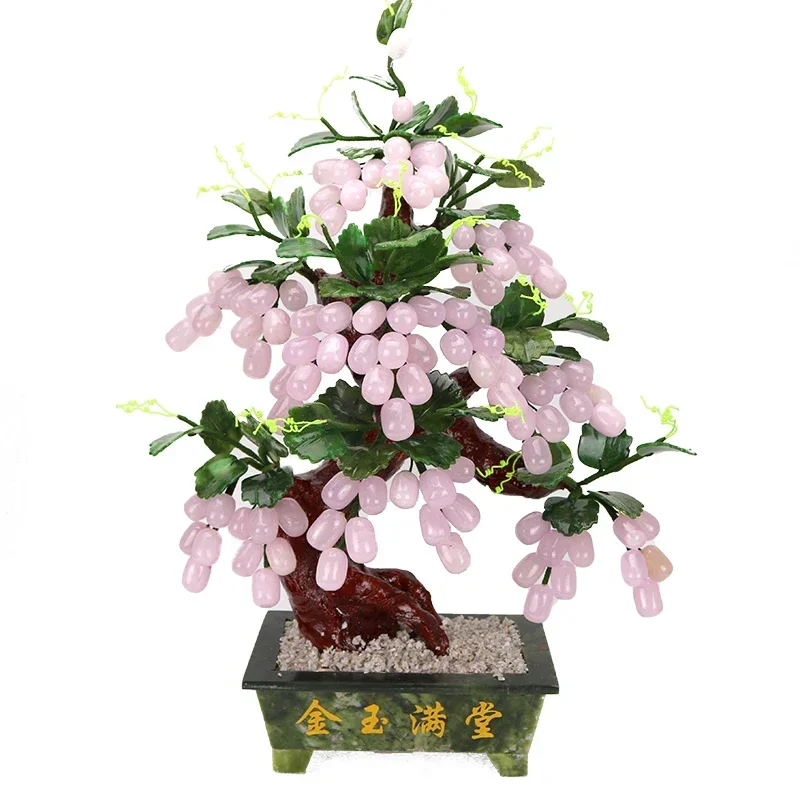 Art Craft New Year - เครื่องประดับหินต้นไม้องุ่น Zhaocai เครื่องใช้ในบ้านศิลปะและหัตถกรรมห้องนั่งเล่นตู้วางทีวีตู้ไวน์เดสก์ท็อปของขวัญจากเพื่อน