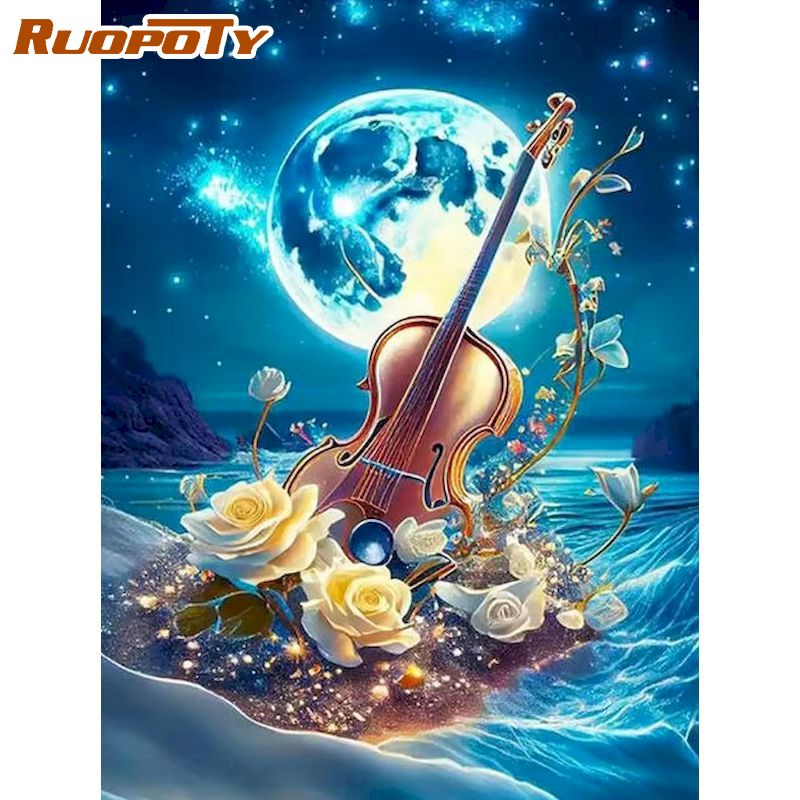 Art Craft Ideas For Adults - RUOPOTY ภาพวาดเพชร งานศิลปะและงานฝีมือ ไอเดีย DIY ภาพวิวไวโอลิน