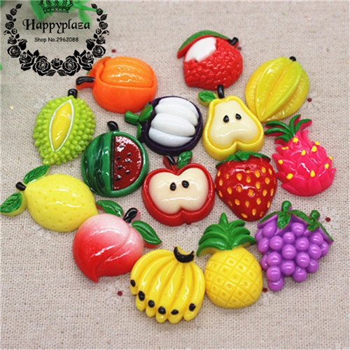 Art Craft New Year - 10pcs ใหม่น่ารักต่างๆเรซิ่นผลไม้จำลอง Miniature อาหาร Art Flatback
