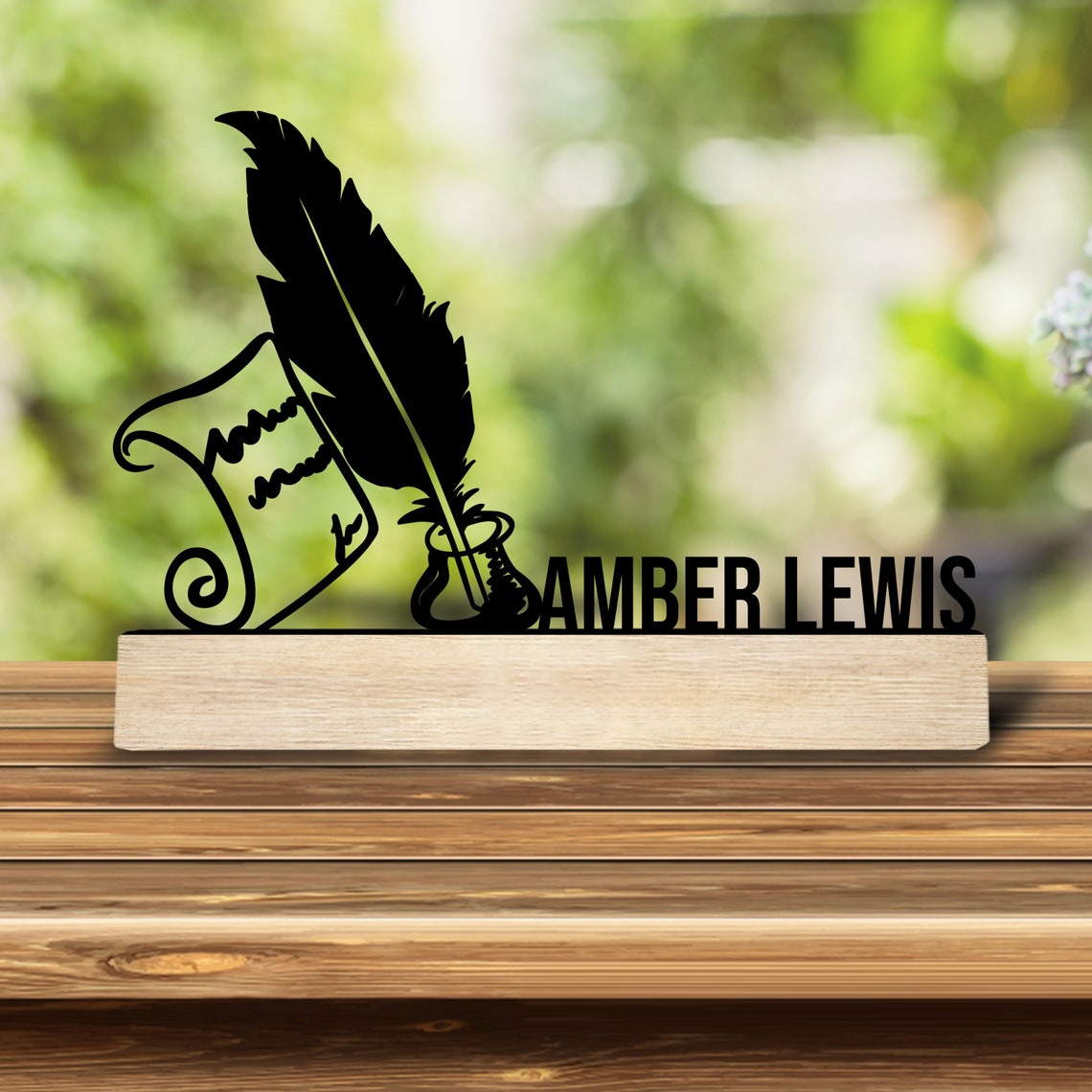 Art Craft Christmas - ของตกแต่งรูปปั้นเหล็กสไตล์เรโทรแบบปรับแต่งได้ 1 ชิ้น พร้อมฐานไม้ สำหรับตกแต่งบ้านหรือสำนักงาน