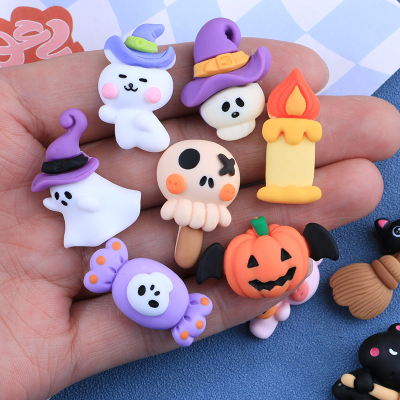 Tv Art And Craft - 10 Pcs ใหม่น่ารักฟักทองฮาโลวีนกลับเรซิ่น Cabochons Scrapbooking DIY
