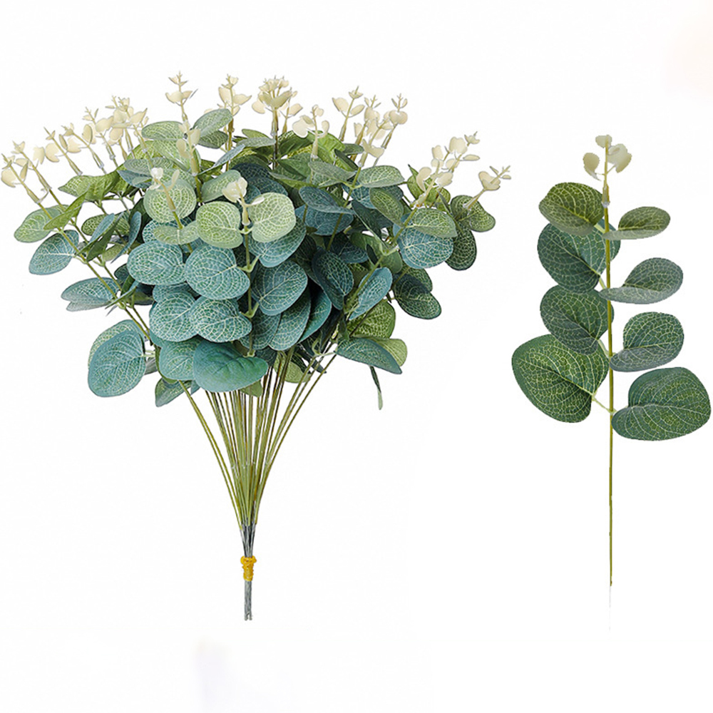 Art Craft Christmas - 20PCS พืชปลอมผ้าไหม Eucalyptus Leaf DIY ตกแต่งคริสต์มาสแจกันสําหรับบ้านสวนงานแต่งงาน