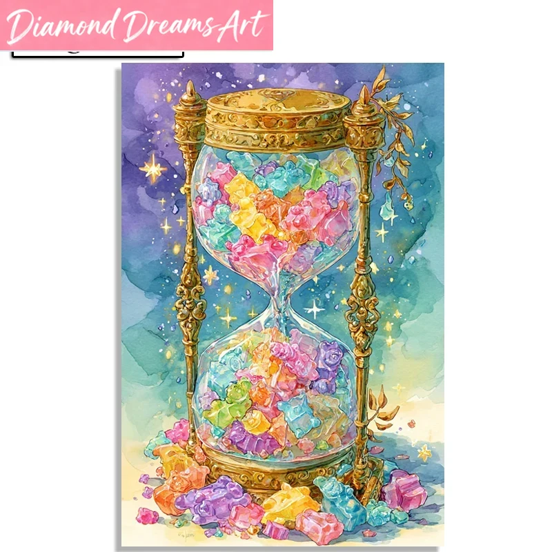 Artwork Craft - ชุดภาพวาดเพชรไร้กรอบ Fairy Dust ภาพวาดคริสตัลเต็มรูปแบบรูปนาฬิกาทราย งานฝีมือศิลปะปักครอสติช โมเสกตกแต่งบ้าน