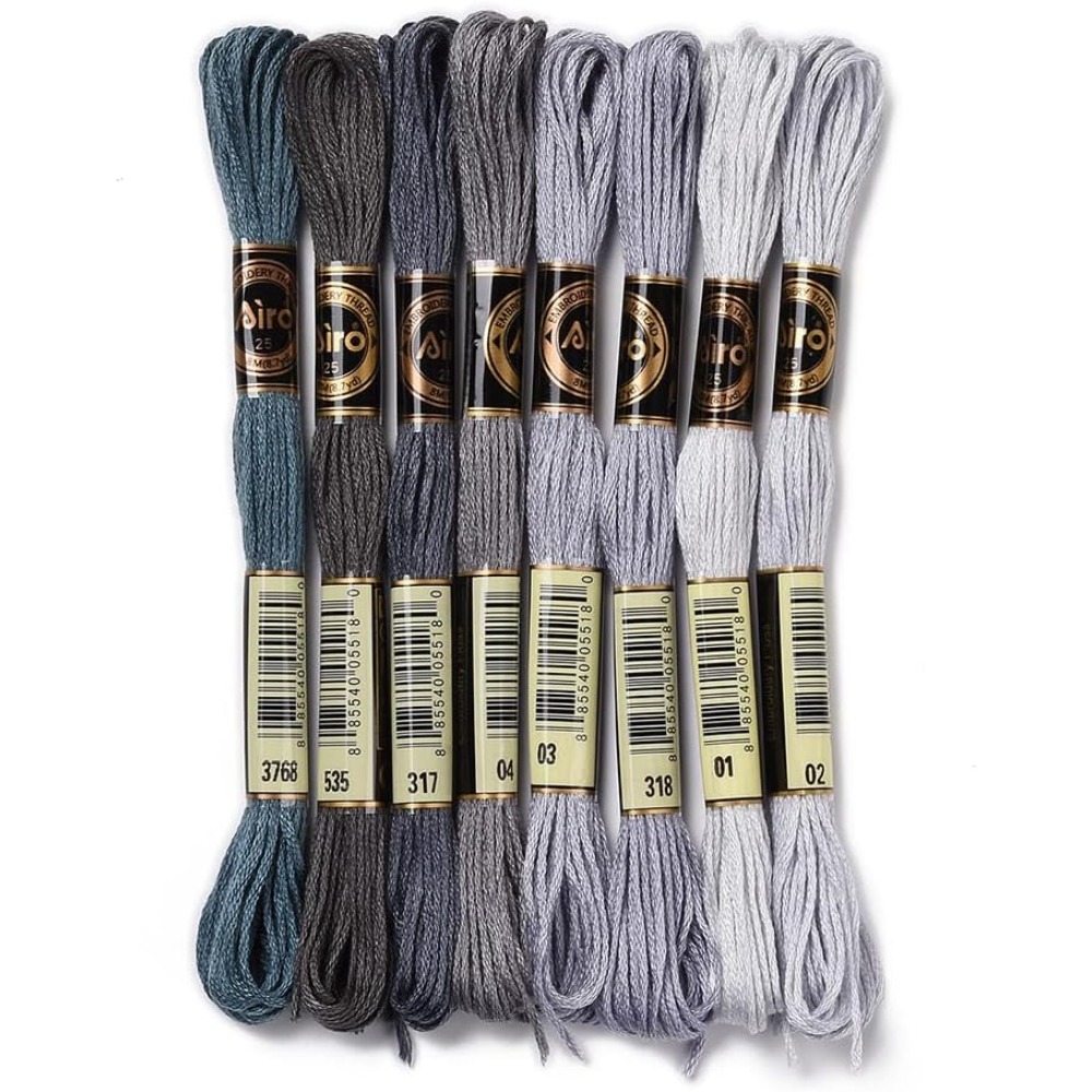 Artwork Craft - 8 Skeins 70 หลาสีเทาสร้อยข้อมือมิตรภาพ String เย็บปักถักร้อยไหมขัดฟัน