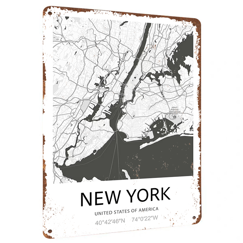Art And Craft New York - แผนที่เมืองนิวยอร์ก งานศิลปะโลหะตกแต่งผนัง สไตล์โมเดิร์นมินิมอล ของตกแต่งบ้าน ห้องนั่งเล่น ห้องทำงาน
