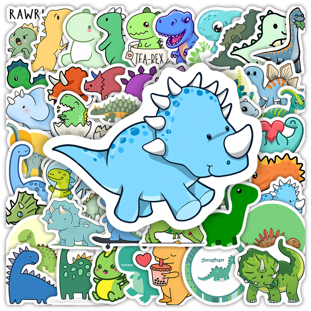 Art Craft Dinosaur - สติกเกอร์ไดโนเสาร์ตลกๆ ของขวัญ DIY ของเล่นกันน้ำ วัสดุไวนิล สำหรับตกแต่งสมุดภาพ